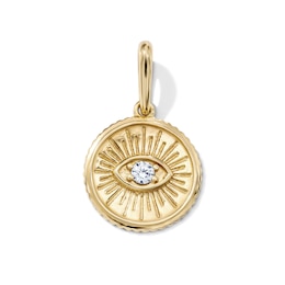 14K Gold-Plated CZ Evil Eye Medallion Charm