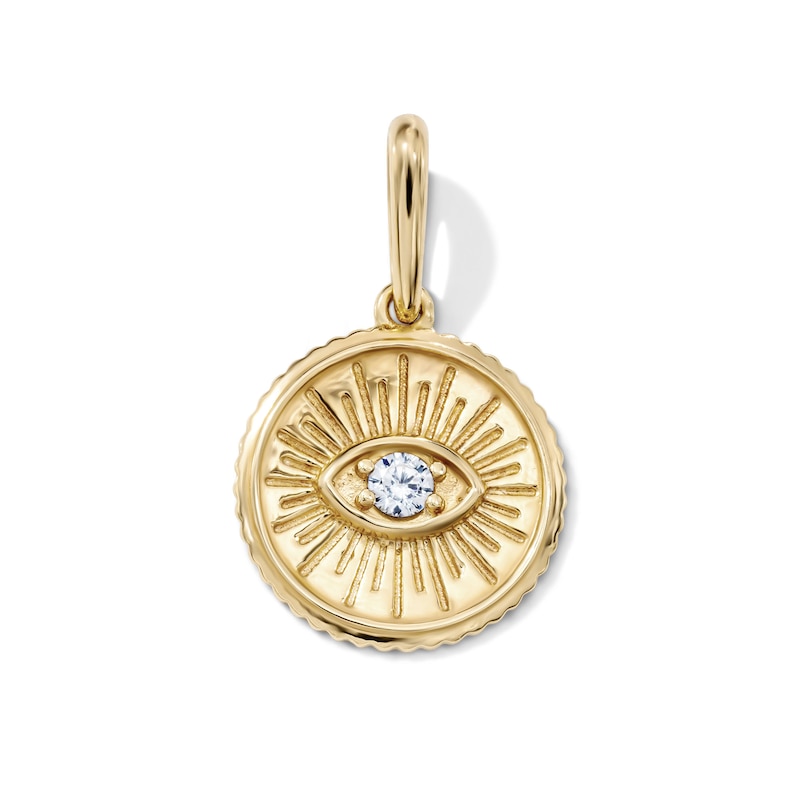 14K Gold-Plated CZ Evil Eye Medallion Charm