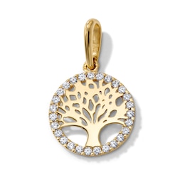 14K Gold-Plated CZ Tree of Life Charm