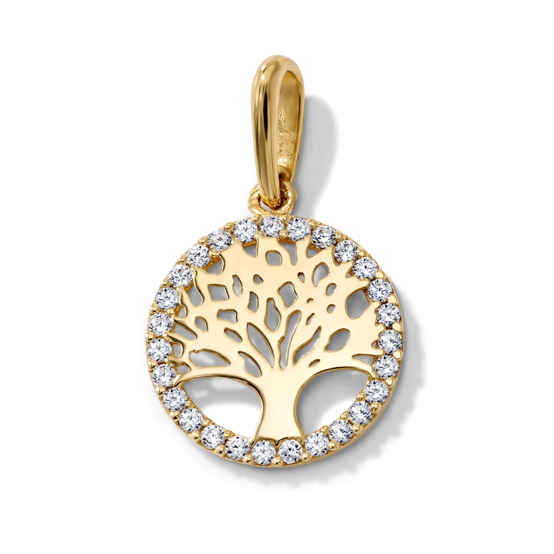 14K Gold-Plated CZ Tree of Life Charm