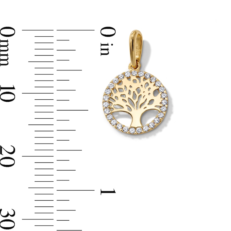 14K Gold-Plated CZ Tree of Life Charm