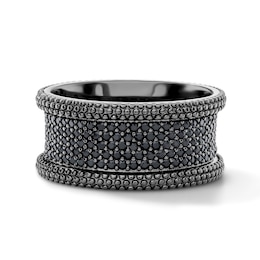 Black Rhodium-Plated Black CZ Pavé Wide Band - Size 10