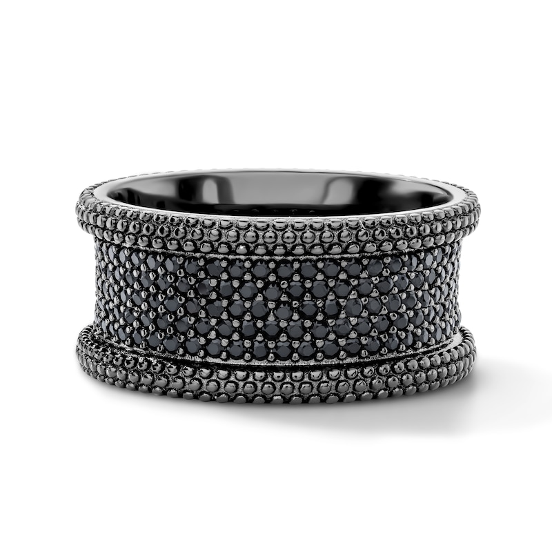 Black Rhodium Plated CZ Pavé Wide Band - Size 10