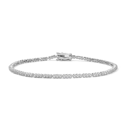 Silver-Plated 1mm CZ Tennis Bracelet - 8"