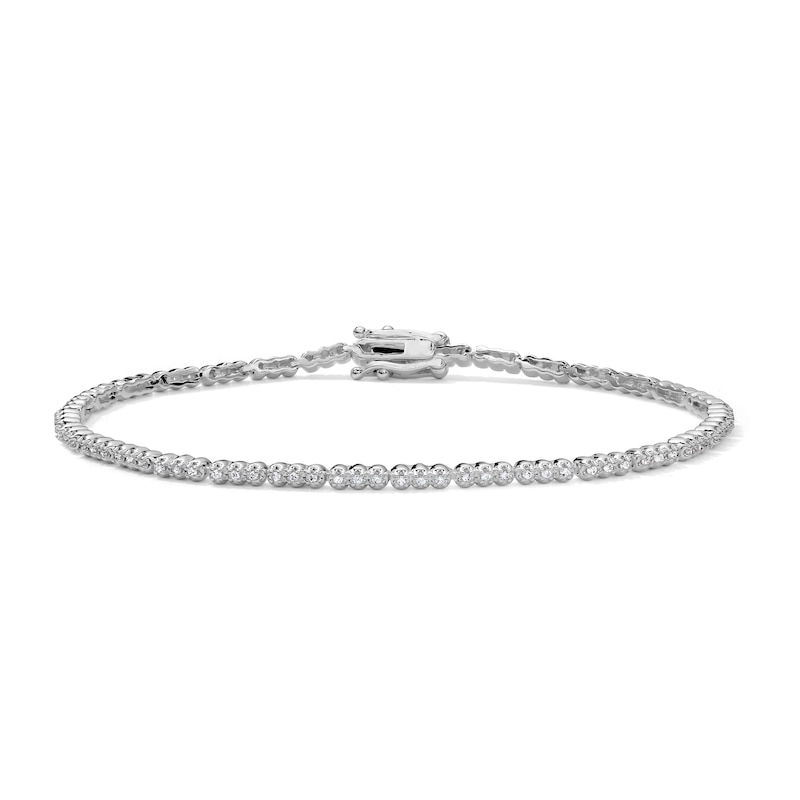 Main Image 1 of Silver-Plated 1mm CZ Tennis Bracelet - 8"