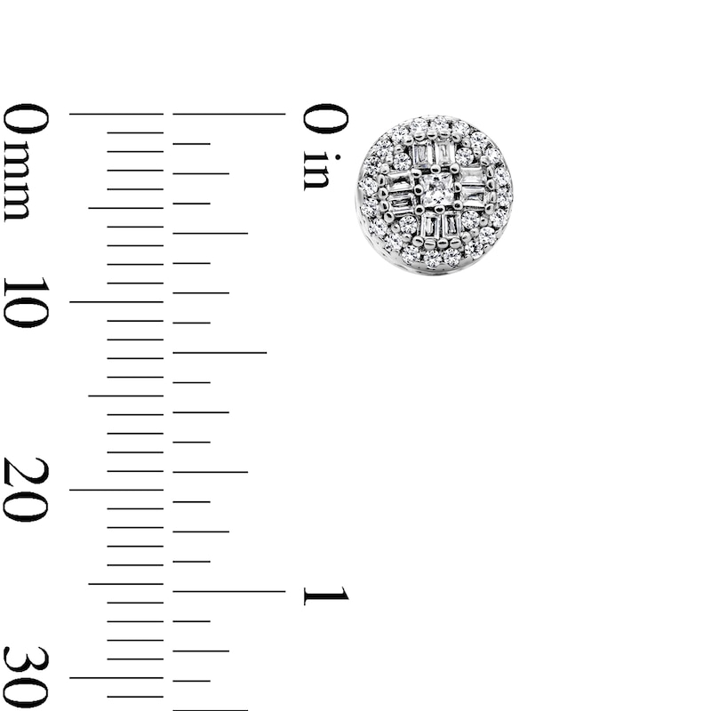 Solid Sterling Silver CZ Baguette, Square & Round Cluster Studs