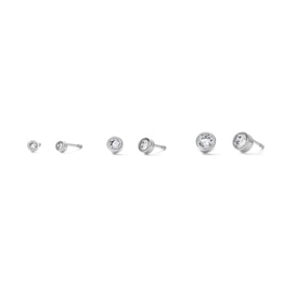 Silver-Plated CZ Round Bezel Stud Set