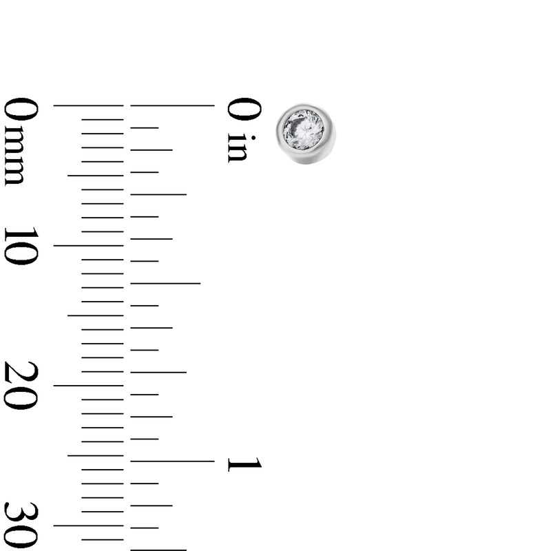 White Rhodium Plated CZ Round Bezel Stud Set