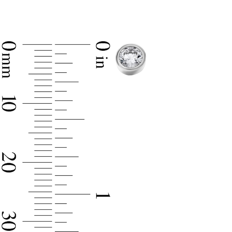 White Rhodium Plated CZ Round Bezel Stud Set