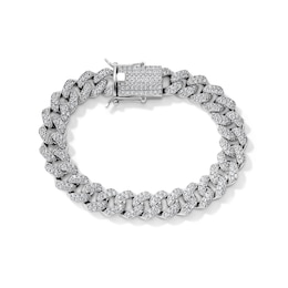 Silver-Plated CZ Cuban Curb Chain Bracelet - 8.5"