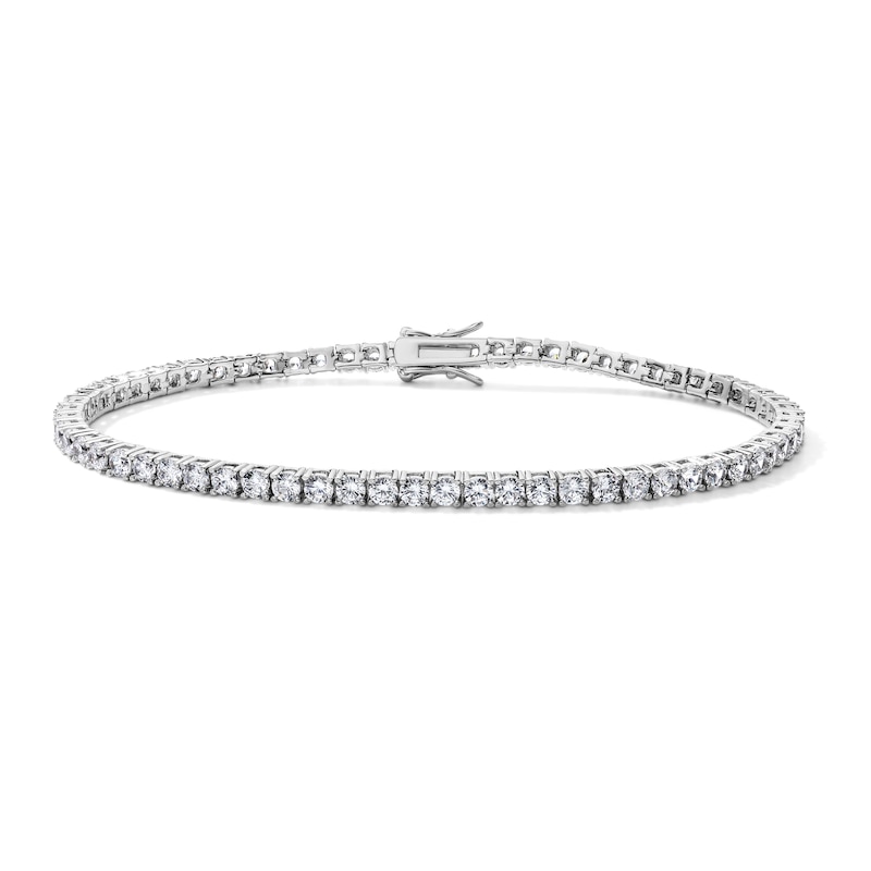 Main Image 1 of Silver-Plated 3mm CZ Tennis Bracelet - 8"