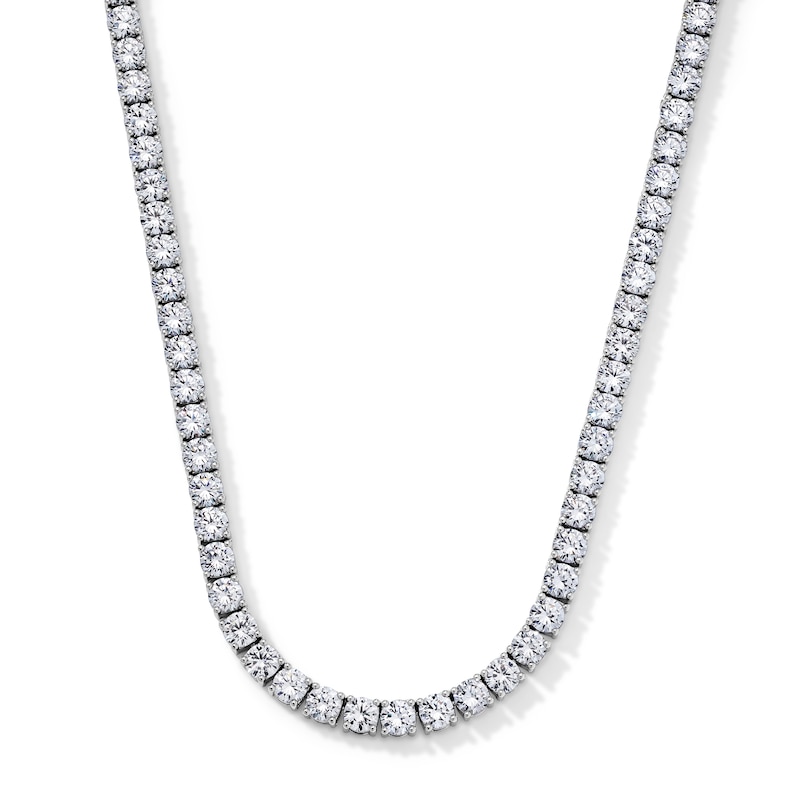 White Rhodium Plated CZ Tennis Necklace