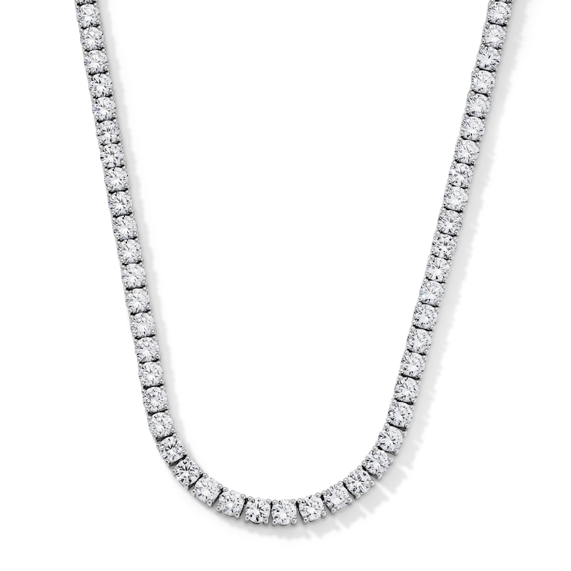 Main Image 1 of Silver-Plated 5mm CZ Tennis Necklace - 20"
