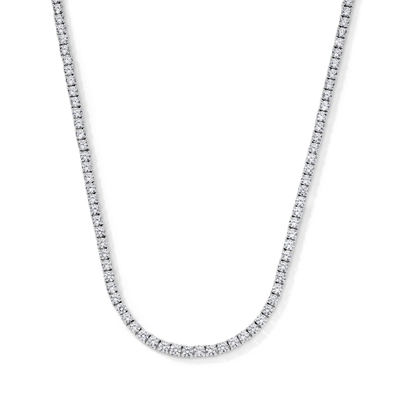 White Rhodium Plated CZ Tennis Necklace - 20"