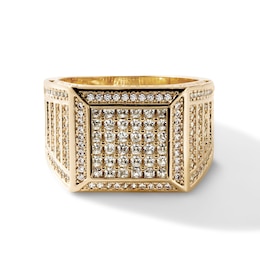 14K Gold-Plated CZ Square Pavé Ring - Size 10.5