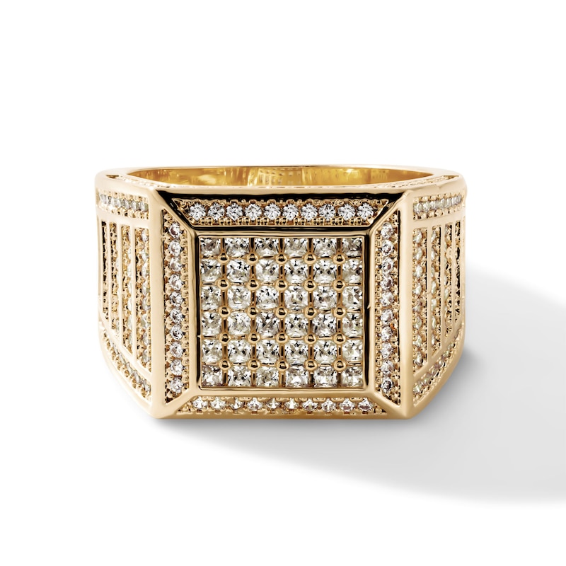 14K Gold-Plated CZ Square Pavé Ring - Size 10.5