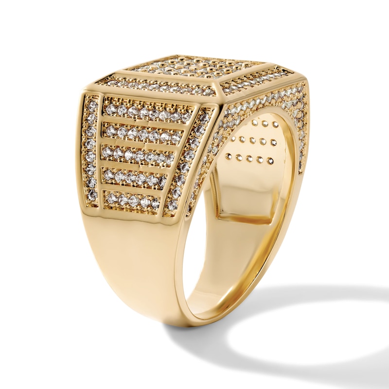 14K Gold-Plated CZ Square Pavé Ring - Size 10.5