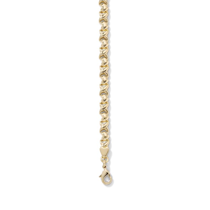 14K Gold-Plated Heart and X Link Bracelet - 7.25"