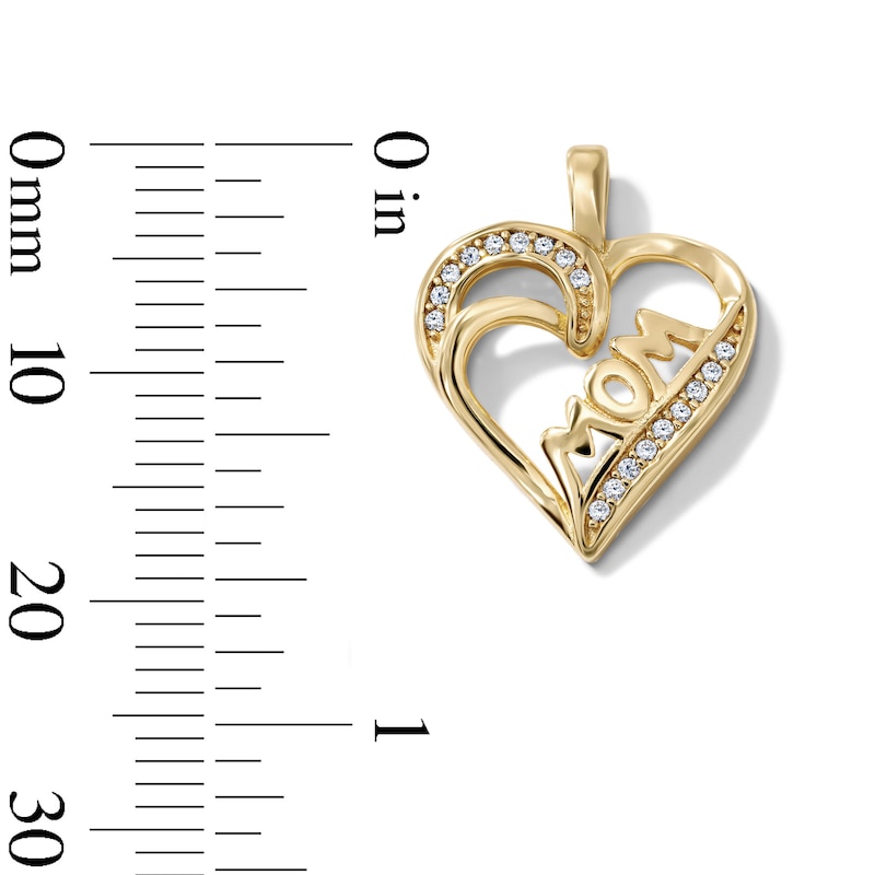 14K Gold-Plated CZ "Mom" Open Heart Charm