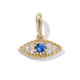 14K Gold-Plated Blue and White CZ Pavé Evil Eye Charm