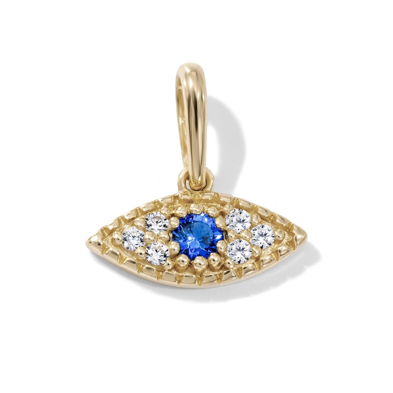 14K Gold-Plated Blue and White CZ Pavé Evil Eye Charm
