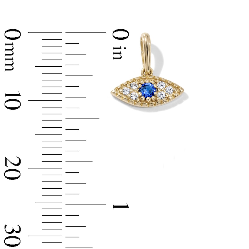 14K Gold-Plated Blue and White CZ Pavé Evil Eye Charm