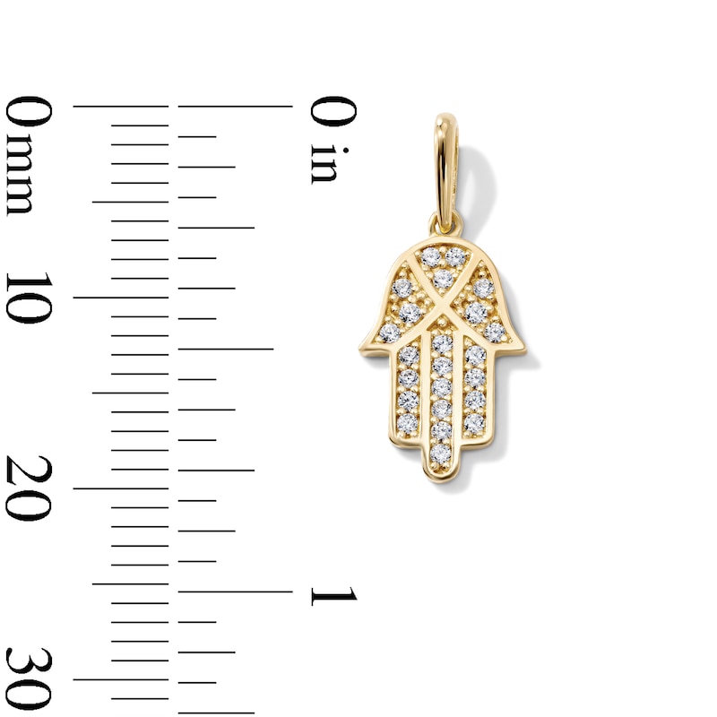 14K Gold-Plated CZ Pavé Hamsa Necklace Charm