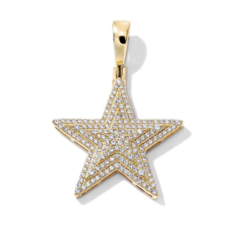 14K Gold-Plated CZ 3-D Star Necklace Charm