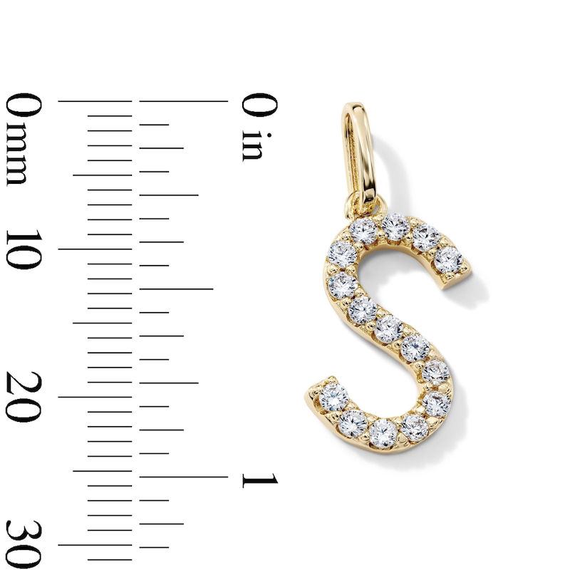 14K Gold-Plated CZ "S" Initial Necklace Charm