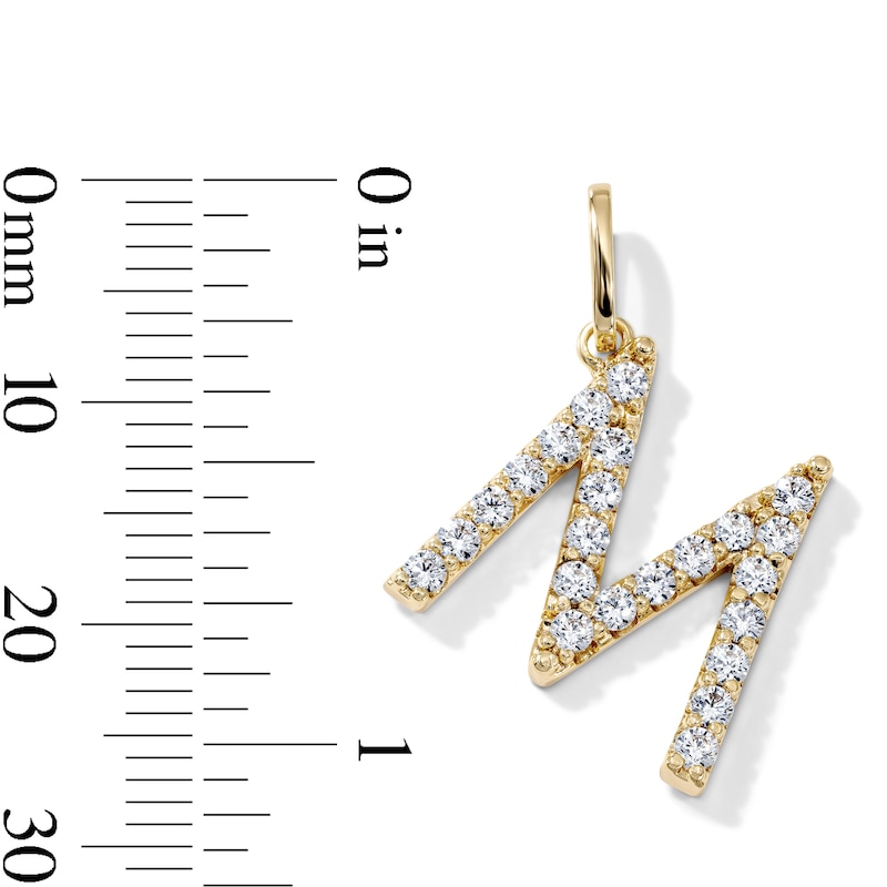 14K Gold-Plated CZ Pavé "M" Initial Necklace Charm