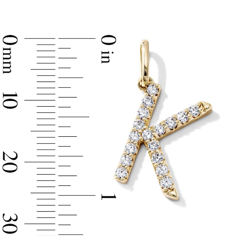 14K Gold-Plated CZ "K" Initial Necklace Charm