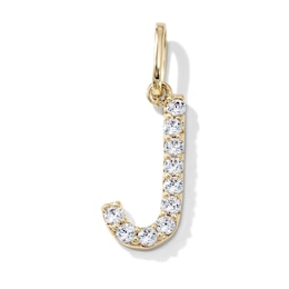 14K Gold-Plated CZ "J" Initial Necklace Charm