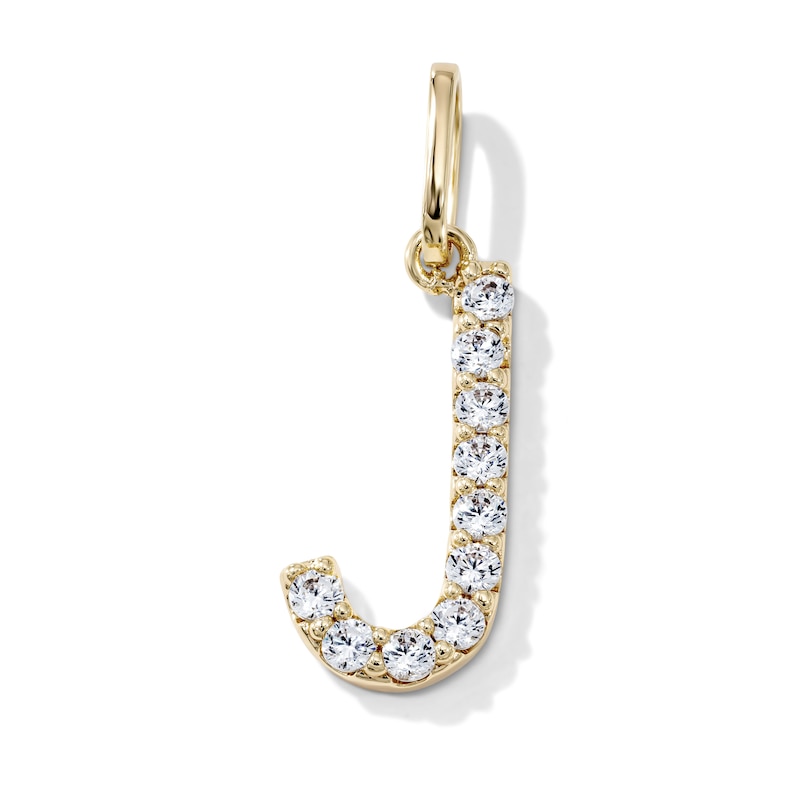 14K Gold-Plated CZ "J" Initial Necklace Charm