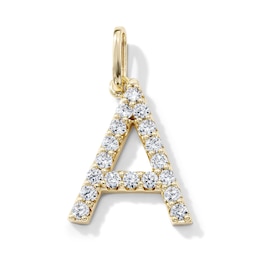 14K Gold-Plated CZ "A" Initial Necklace Charm