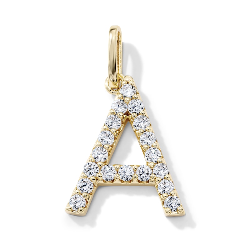 14K Gold-Plated CZ "A" Initial Necklace Charm