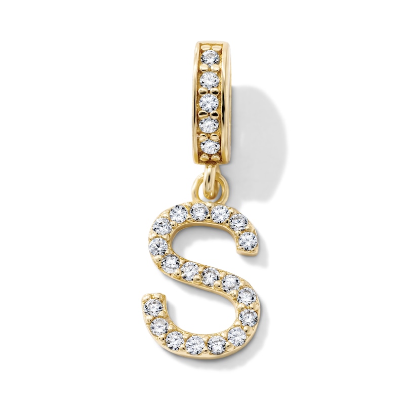 14K Gold-Plated CZ "S" Initial Charm