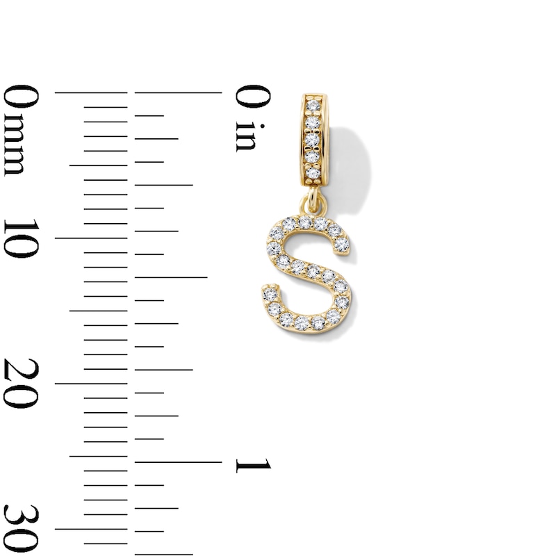 14K Gold-Plated CZ "S" Initial Charm
