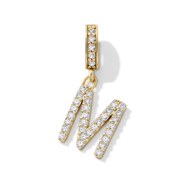 14K Gold-Plated CZ "M" Initial Charm