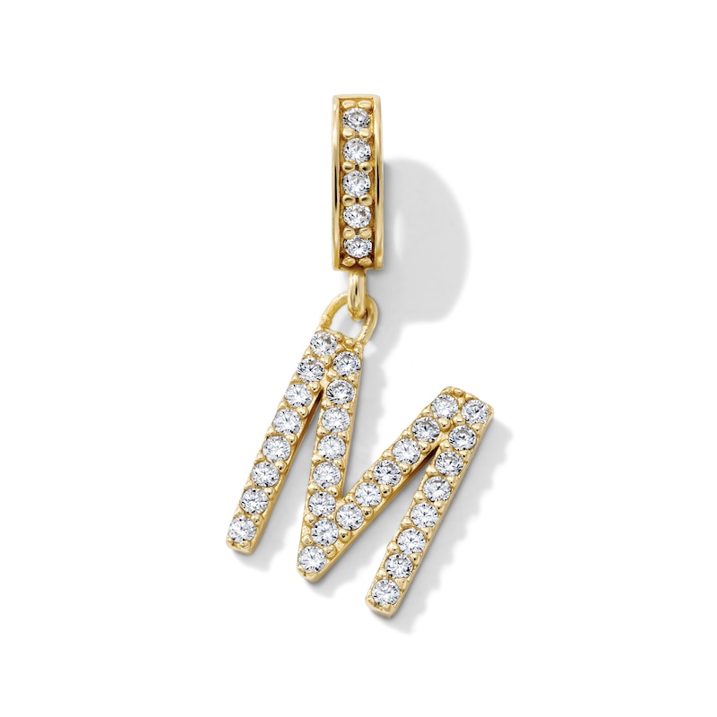 14K Gold-Plated CZ "M" Initial Charm