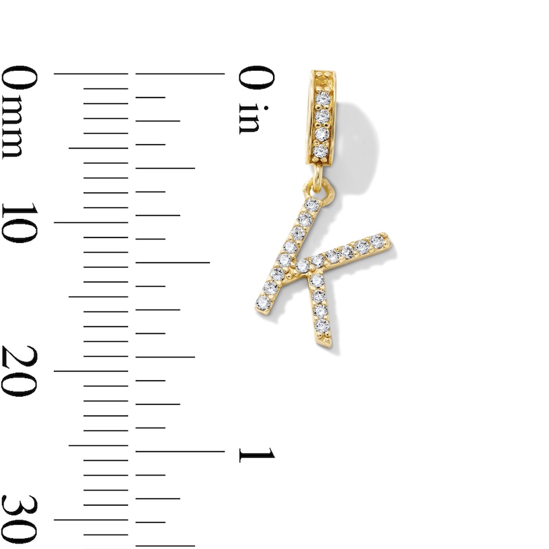 14K Gold-Plated CZ "K" Initial Charm