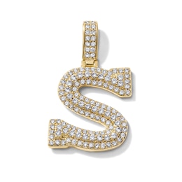 14K Gold-Plated CZ "S" Initial Necklace Charm