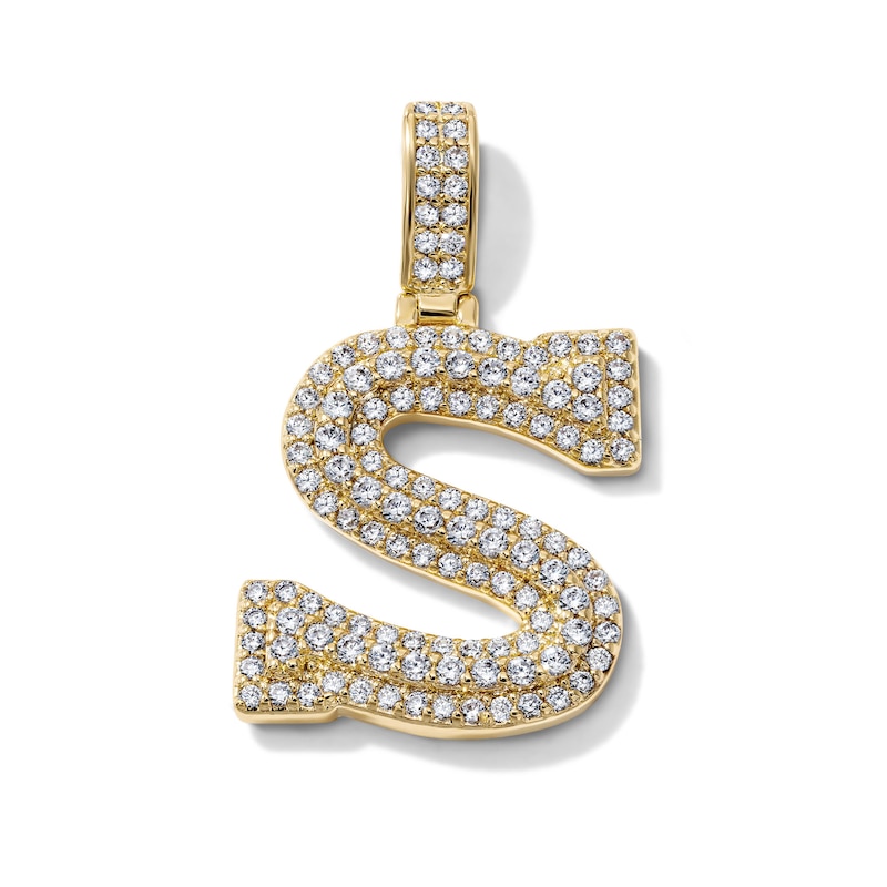 14K Gold-Plated CZ "S" Initial Necklace Charm