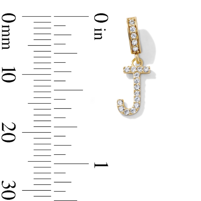 14K Gold-Plated CZ Pavé "J" Initial Charm