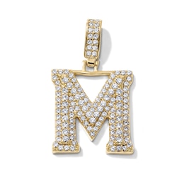 14K Gold-Plated CZ "M" Initial Necklace Charm