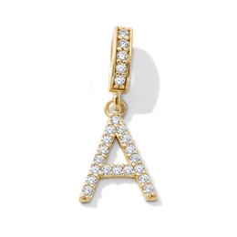 14K Gold-Plated CZ "A" Initial Charm