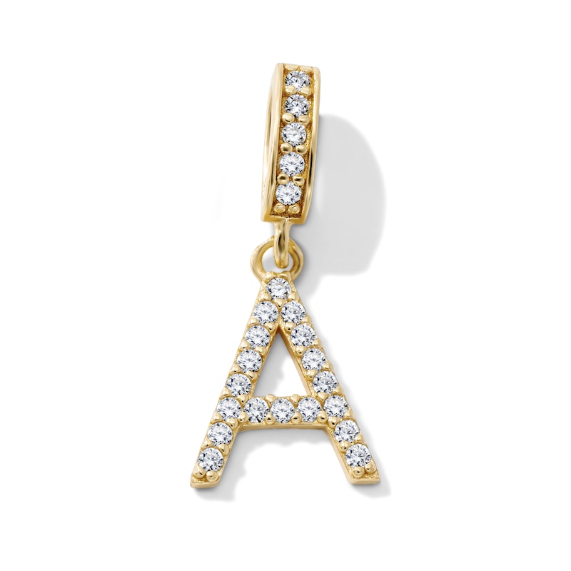 14K Gold-Plated CZ "A" Initial Charm