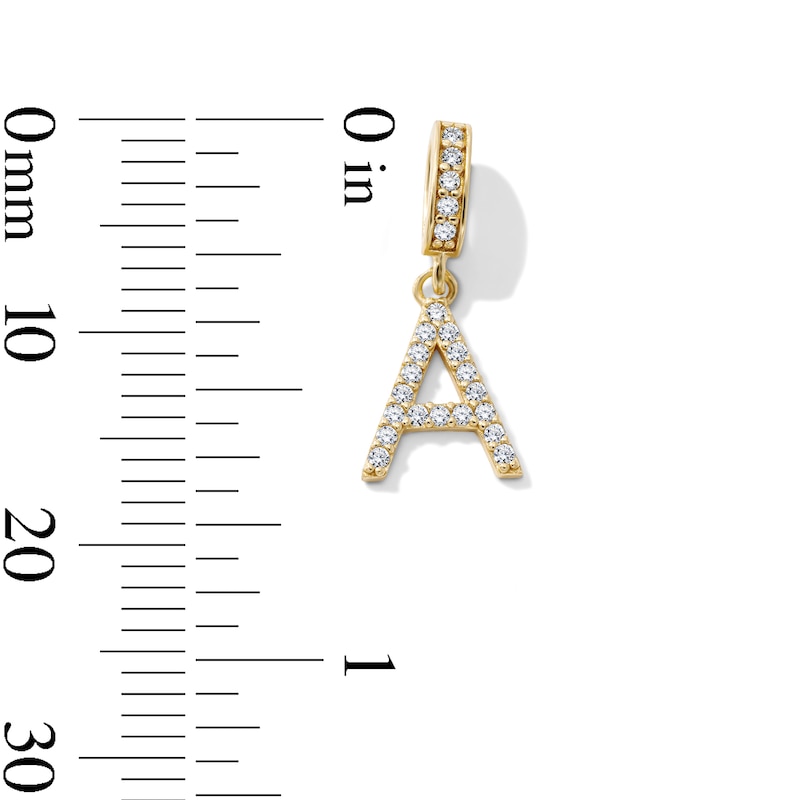 14K Gold-Plated CZ "A" Initial Charm