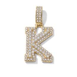 14K Gold-Plated CZ "K" Initial Necklace Charm