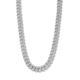 Silver-Plated CZ 12mm Cuban Chain - 22"