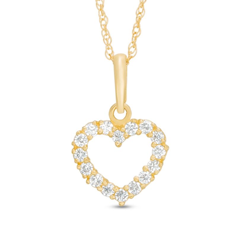 Child's 14K Gold-Plated CZ Open Heart Necklace - 13"